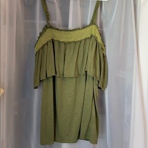 Green Off the Shoulder Blouse